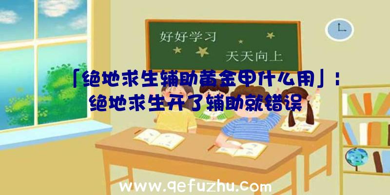 「绝地求生辅助黄金甲什么用」|绝地求生开了辅助就错误